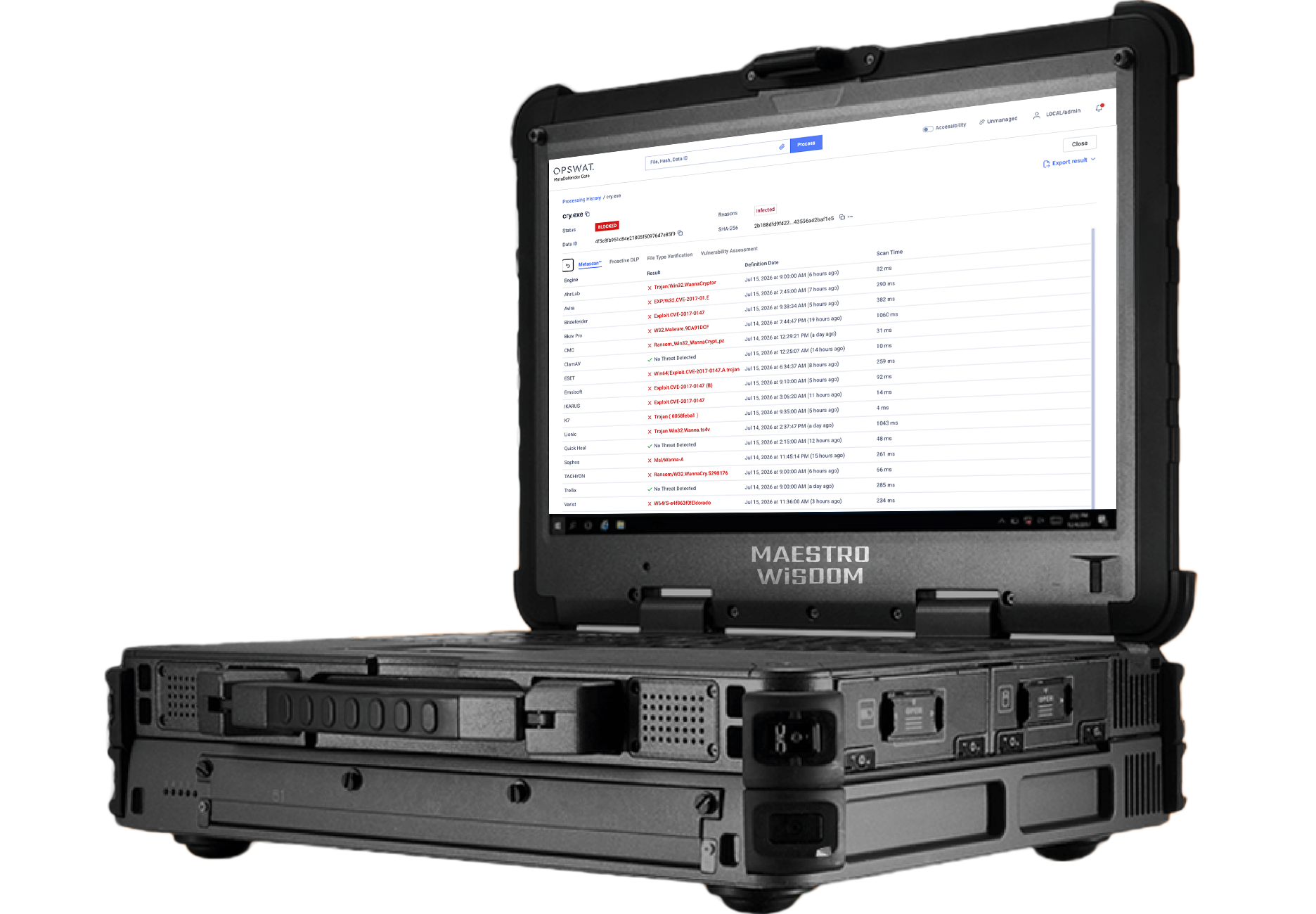 WiSDOM Portable Lab 멀티 안티바이러스 엔진 검사 화면 1