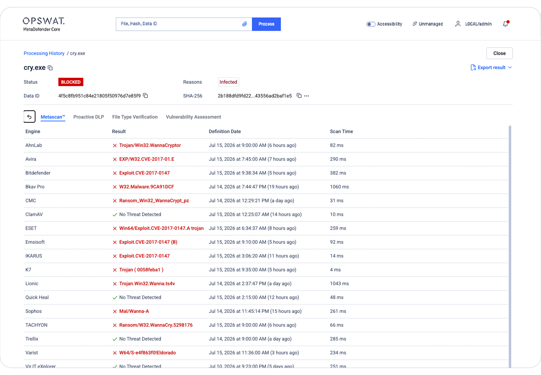 WiSDOM Portable Lab 멀티 안티바이러스 엔진 검사 화면 2